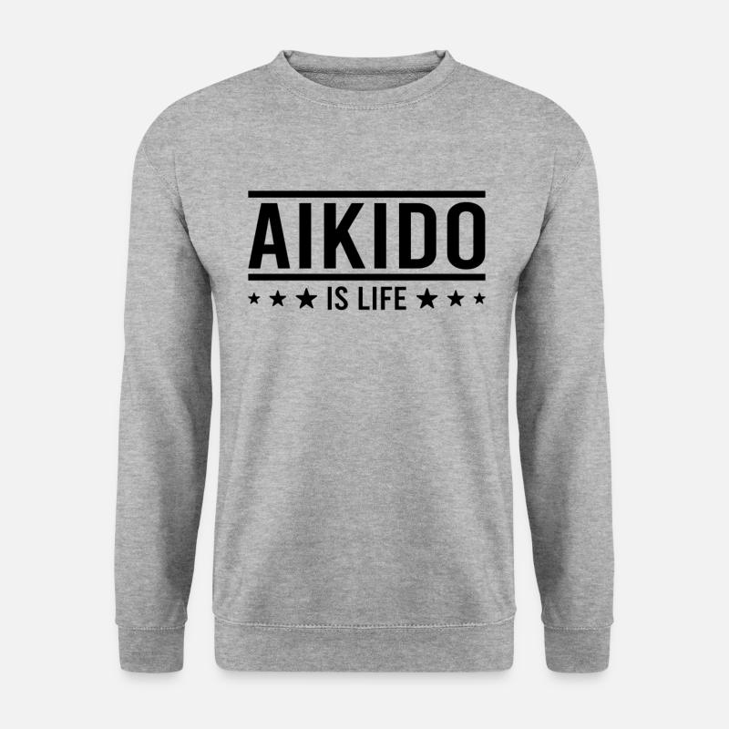 Aikido Spruch - Unisex Pullover - Weißgrau meliert