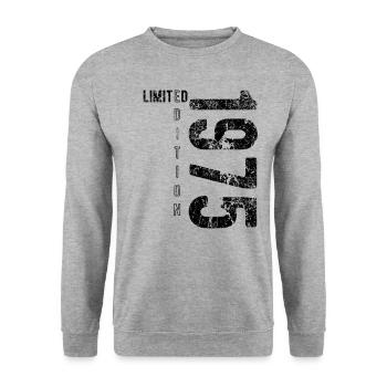 Édition limitée 1975 Anniversaire Naissance 1975 - Sweat-shirt Unisexe - gris chiné - Devant - Alina (178cm) & Michal (187cm)