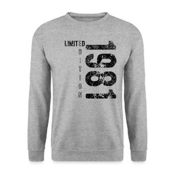 Limited Edition 1981 Geburtstag Jahrgang 1981 - Unisex Pullover - Weißgrau meliert - Vorne - Alina (178cm) & Michal (187cm)