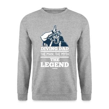 Diving Dad The Man The Myth The Legend - Unisex Pullover - Weißgrau meliert - Vorne - Alina (178cm) & Michal (187cm)
