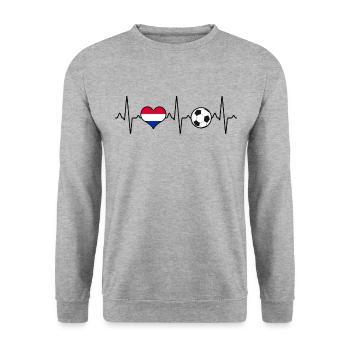 Pays-Bas Hollande Football Heartbeat - Sweat-shirt Unisexe - gris chiné - Devant - Alina (178cm) & Michal (187cm)