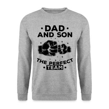 Papa und Sohn Das perfekte Team Alles Gute zum - Unisex Pullover - Weißgrau meliert - Vorne - Alina (178cm) & Michal (187cm)