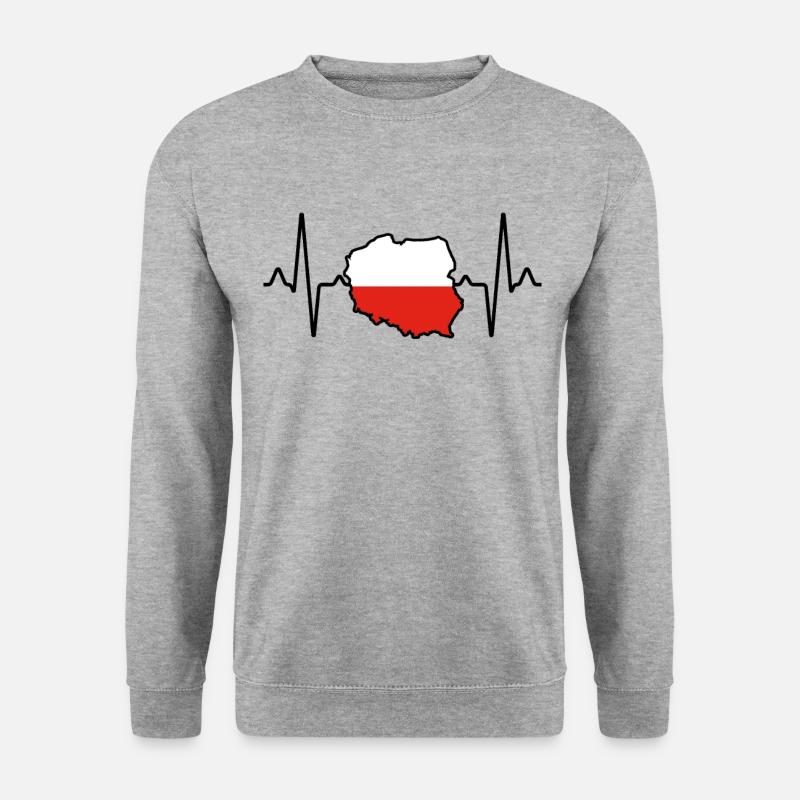 Polen poland Herzschlag - Unisex Pullover - Weißgrau meliert