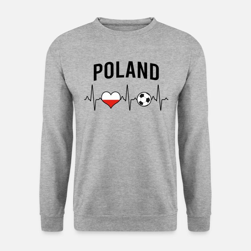 Polen Fußball Herzschlag - Unisex Pullover - Weißgrau meliert