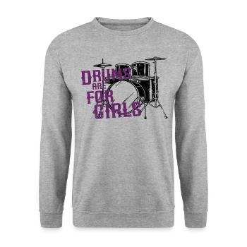Drummer Drum Set Girl Vintage - Unisex Pullover - Weißgrau meliert - Vorne - Alina (178cm) & Michal (187cm)