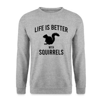Squirrel Saying - Unisex Sweatshirt - salt & pepper - Front - Alina (178cm) & Michal (187cm)