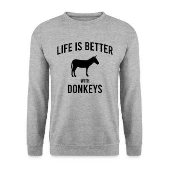 Esel Spruch - Unisex Pullover - Weißgrau meliert - Vorne - Alina (178cm) & Michal (187cm)