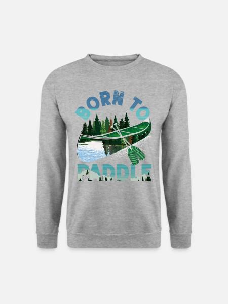 Canoe Canoeing Born To Paddle - Unisex Pullover - Weißgrau meliert