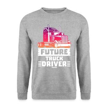 Future Truck Driver - Unisex Pullover - Weißgrau meliert - Vorne - Alina (178cm) & Michal (187cm)