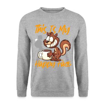 Squirrel Acorn This Is My Happy - Unisex Pullover - Weißgrau meliert - Vorne - Alina (178cm) & Michal (187cm)
