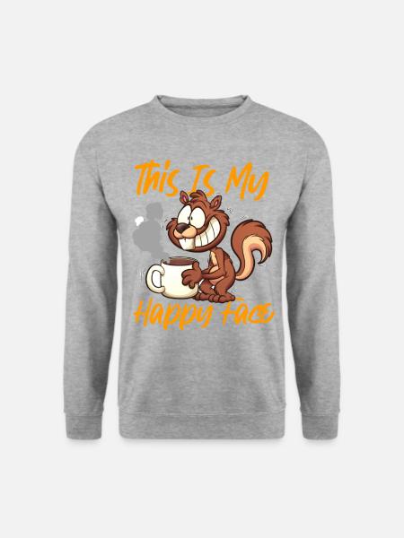 Squirrel Acorn This Is My Happy - Unisex Pullover - Weißgrau meliert