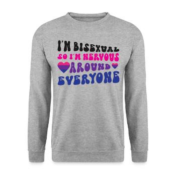 Bisexual Bi Pride Flag I'M - Unisex Pullover - Weißgrau meliert - Vorne - Alina (178cm) & Michal (187cm)