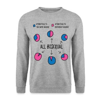 Graphique à secteurs bisexuel Bi Pride Flag - Sweat-shirt Unisexe - gris chiné - Devant - Alina (178cm) & Michal (187cm)