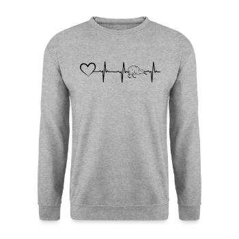 Kiwi Bird Heartbeat Kiwi Bird Neuseeland Kiwi Bird - Unisex Pullover - Weißgrau meliert - Vorne - Alina (178cm) & Michal (187cm)