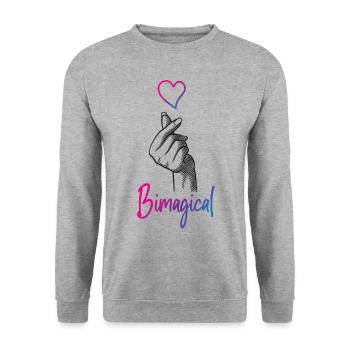 Bisexuel Bi Pride Flag Jeu de mots - Sweat-shirt Unisexe - gris chiné - Devant - Alina (178cm) & Michal (187cm)