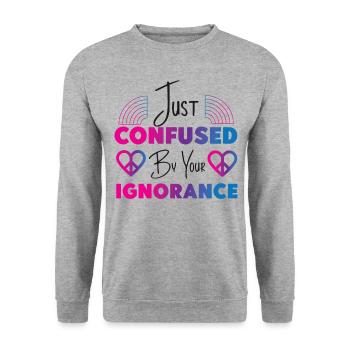 Bisexual Bi Pride Flag Just - Unisex Pullover - Weißgrau meliert - Vorne - Alina (178cm) & Michal (187cm)