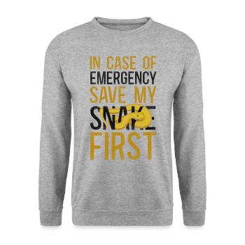Snake Serpent In Case Of Emergency - Unisex Sweatshirt - salt & pepper - Front - Alina (178cm) & Michal (187cm)
