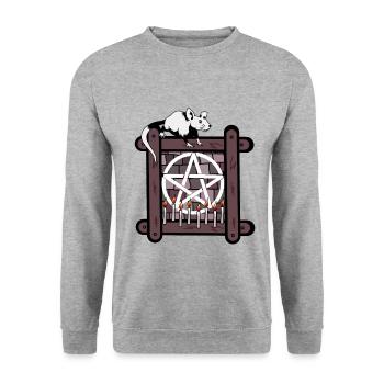 Occult Spiritual Rat Rodent Magic Pentagram - Unisex Sweatshirt - salt & pepper - Front - Alina (178cm) & Michal (187cm)