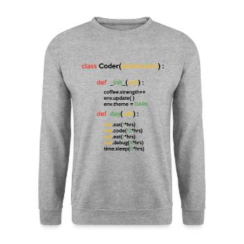 Class Coder Base Human Programming Coder Computer - Unisex Pullover - Weißgrau meliert - Vorne - Alina (178cm) & Michal (187cm)