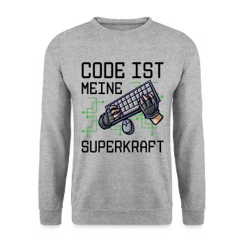 Code Ist Meine Superkraft Software Entwickler Code - Unisex Pullover - Weißgrau meliert - Vorne - Alina (178cm) & Michal (187cm)