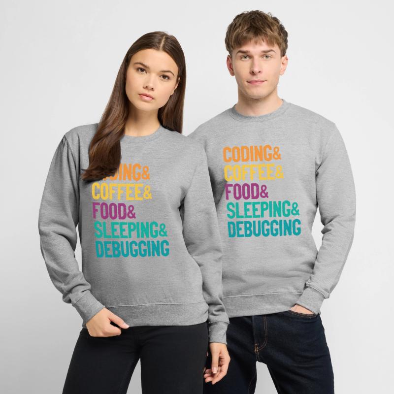 Coding Coffee Food Sleeping Debbuging Programmer C Unisex Pullover