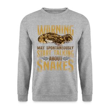 Snake Serpent Vintage Warning May - Unisex Pullover - Weißgrau meliert - Vorne - Alina (178cm) & Michal (187cm)