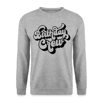 Birthday Crew Matching Gruppe Geburtstagsfeier Outfit - Unisex Pullover - Weißgrau meliert - Vorne - Alina (178cm) & Michal (187cm)