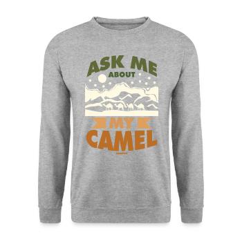 Posez-moi des questions sur mon chameau - Sweat-shirt Unisexe - gris chiné - Devant - Alina (178cm) & Michal (187cm)