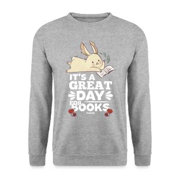 It's A Great Day For Books - Unisex Sweatshirt - salt & pepper - Front - Alina (178cm) & Michal (187cm)