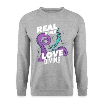 Les vraies femmes aiment la plongée - Sweat-shirt Unisexe - gris chiné - Devant - Alina (178cm) & Michal (187cm)