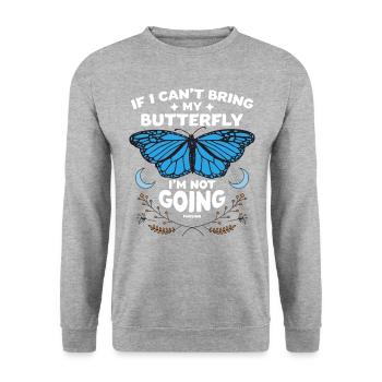 If I Can't Bring My Butterfly I'm Not Going - Unisex Pullover - Weißgrau meliert - Vorne - Alina (178cm) & Michal (187cm)