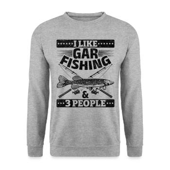 I like Gar Fishing & 3 People Garfish Garfishing - Unisex Sweatshirt - salt & pepper - Front - Alina (178cm) & Michal (187cm)