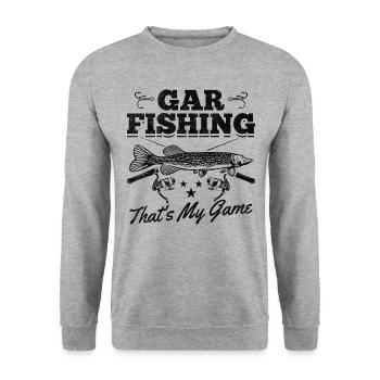 Gar Fishing This is my game Garfishing Garfish - Unisex Sweatshirt - salt & pepper - Front - Alina (178cm) & Michal (187cm)