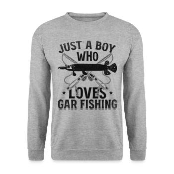 Nur ein Junge, der Gar Fishing Garfish Fishing - Unisex Pullover - Weißgrau meliert - Vorne - Alina (178cm) & Michal (187cm)