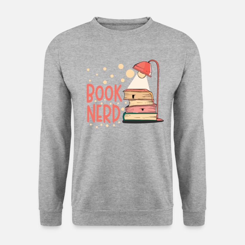 Buch-nerd-bücherwurm-lesebuch-leser - Unisex Pullover - Weißgrau meliert