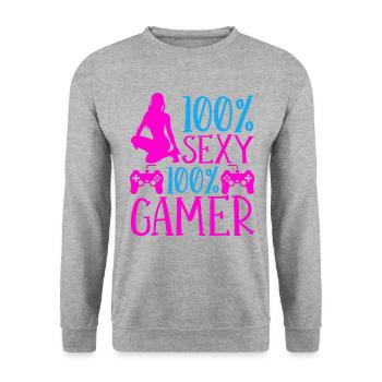 Sexy Gamer Gamepad Jeux vidéo Jeux vidéo Joueurs vidéo - Sweat-shirt Unisexe - gris chiné - Devant - Alina (178cm) & Michal (187cm)