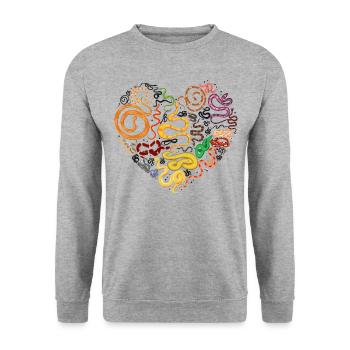 Snake Serpent Heart - Unisex Sweatshirt - salt & pepper - Front - Alina (178cm) & Michal (187cm)