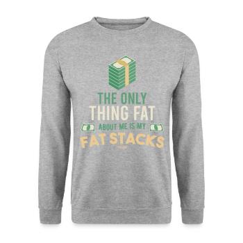 Money Wealth Prosperity funny saying - Unisex Sweatshirt - salt & pepper - Front - Alina (178cm) & Michal (187cm)