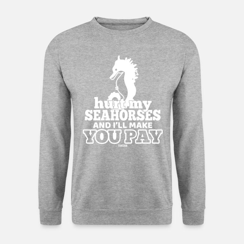 Seepferd Meereslebewesen tauchen schwimmen - Unisex Pullover - Weißgrau meliert