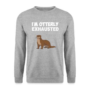 I'm Otterly exhausted, otter - Unisex Sweatshirt - salt & pepper - Front - Alina (178cm) & Michal (187cm)