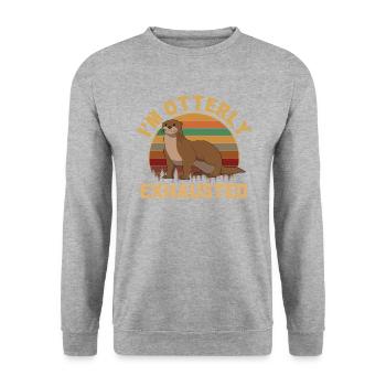 I'm Otterly exhausted, otter - Unisex Pullover - Weißgrau meliert - Vorne - Alina (178cm) & Michal (187cm)