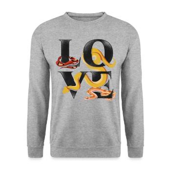 Snake Serpent Vintage Love - Unisex Pullover - Weißgrau meliert - Vorne - Alina (178cm) & Michal (187cm)