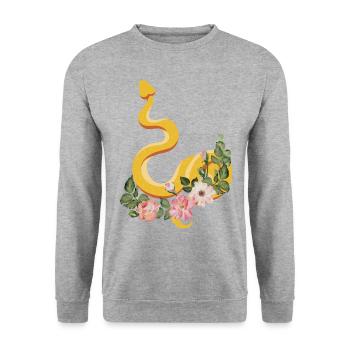 Snake Serpent Flower Floral - Unisex Sweatshirt - salt & pepper - Front - Alina (178cm) & Michal (187cm)