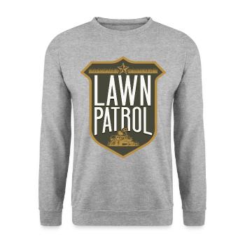 Lawn Mower Mowing Dad Father - Unisex Pullover - Weißgrau meliert - Vorne - Alina (178cm) & Michal (187cm)