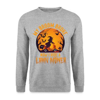 Lawn Mower Mowing Dad Father - Unisex Pullover - Weißgrau meliert - Vorne - Alina (178cm) & Michal (187cm)