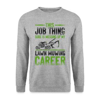 Lawn Mower Mowing Dad Father - Unisex Pullover - Weißgrau meliert - Vorne - Alina (178cm) & Michal (187cm)