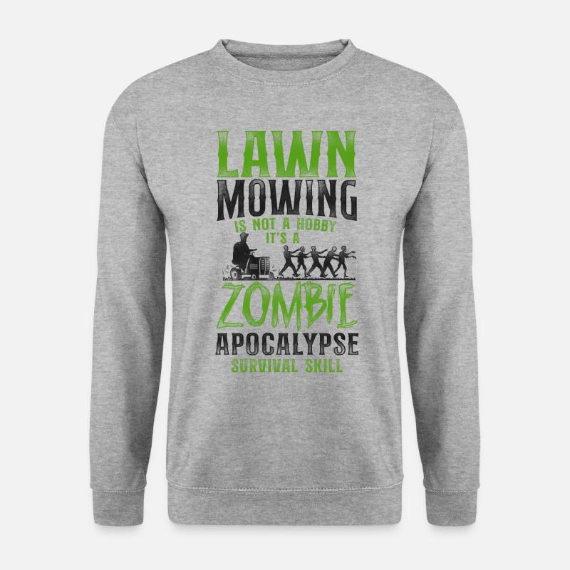 Lawn Mower Mowing Dad Father - Unisex Pullover - Weißgrau meliert