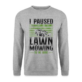 Lawn Mower Mowing Dad Father - Unisex Pullover - Weißgrau meliert - Vorne - Alina (178cm) & Michal (187cm)