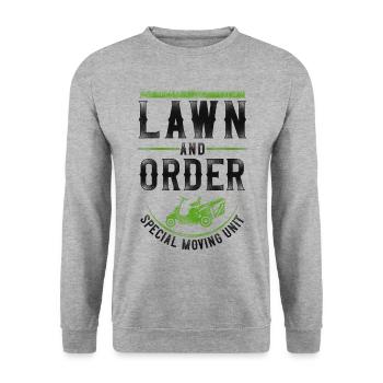Lawn Mower Mowing Dad Father - Unisex Pullover - Weißgrau meliert - Vorne - Alina (178cm) & Michal (187cm)