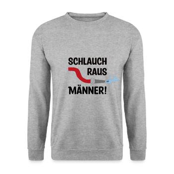 Feuerwehr - Schlauch Raus Männer - Unisex Pullover - Weißgrau meliert - Vorne - Alina (178cm) & Michal (187cm)